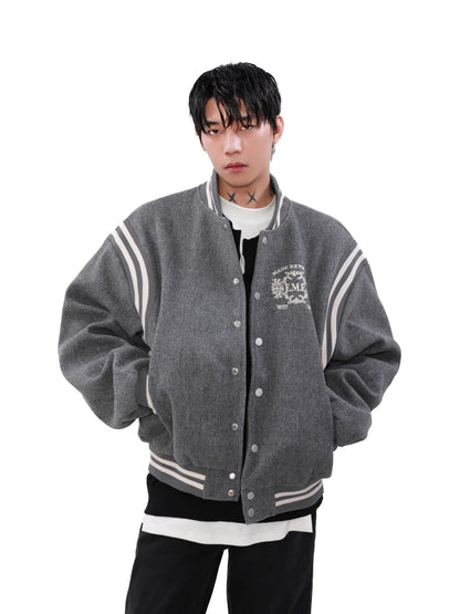 Emblem Embroidery Baseball Jacket  WN8297