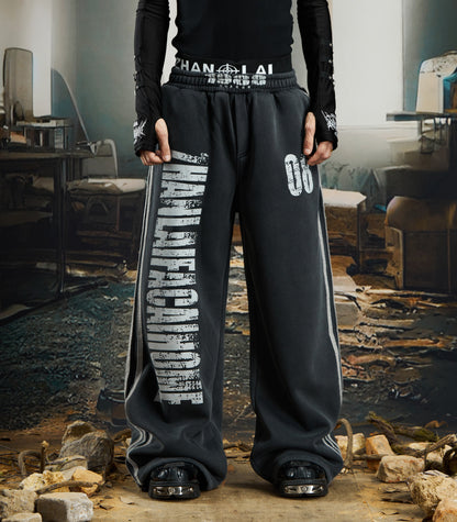 Print Fake Fur Zipper Hoodie & Print Wide Leg Sweatpants Setup WN22792