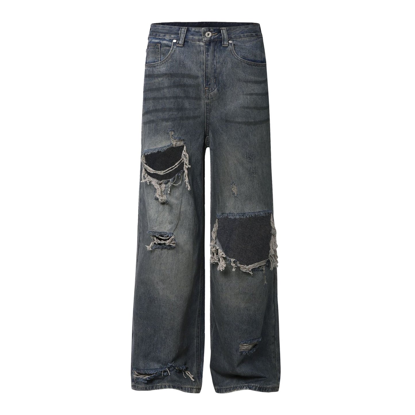 Washed Damage Wide Leg Denim Jeans WN26087