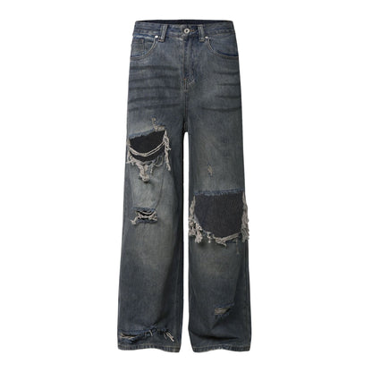 Washed Damage Wide Leg Denim Jeans WN26087