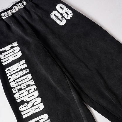 Letter Print Washed Wide Leg Sweatpants WN27927