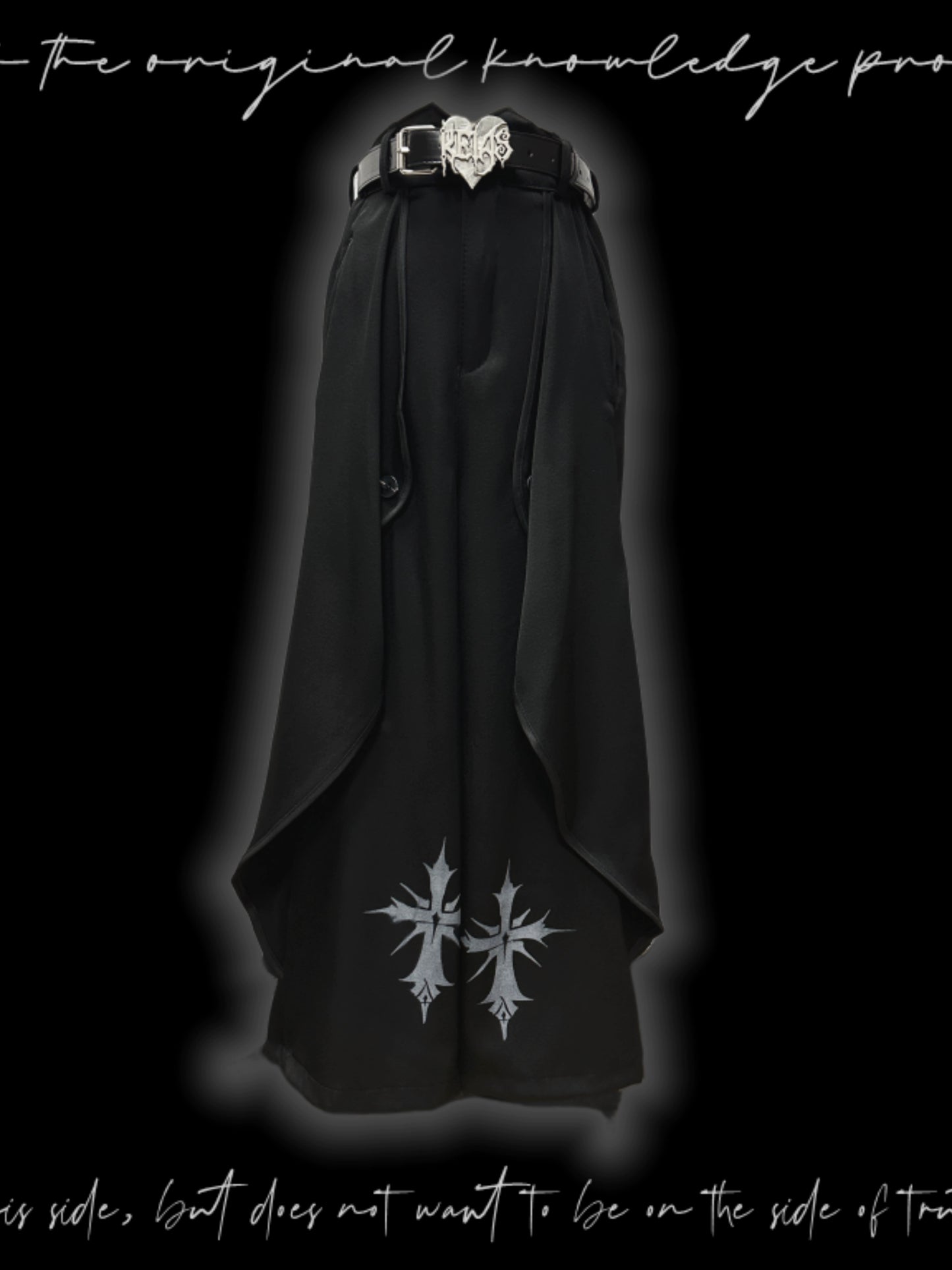 Asymmetric Layered Wide Leg Trousers & Belt & Chain WN20093