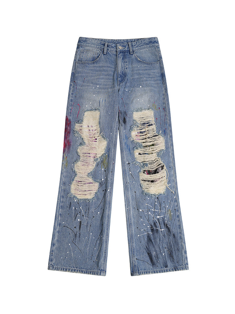 Rip Wide Leg Denim Jeans WN27132