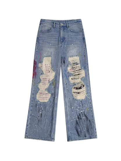 Rip Wide Leg Denim Jeans WN27132