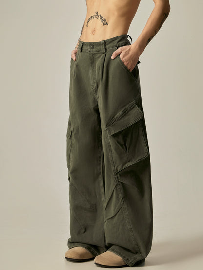 Wide Leg Straight Cargo Pants WN8963