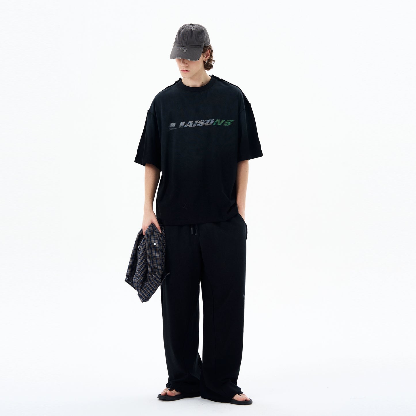 Graphic Letter Print Short Sleeve T-Shirt & Sporty Sweatpants Setup WN19207