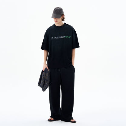 Graphic Letter Print Short Sleeve T-Shirt & Sporty Sweatpants Setup WN19207