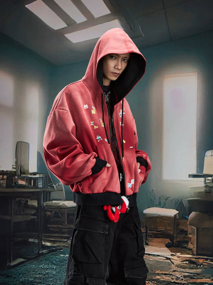 Washed Oversize Zipper Hoodie WN20580