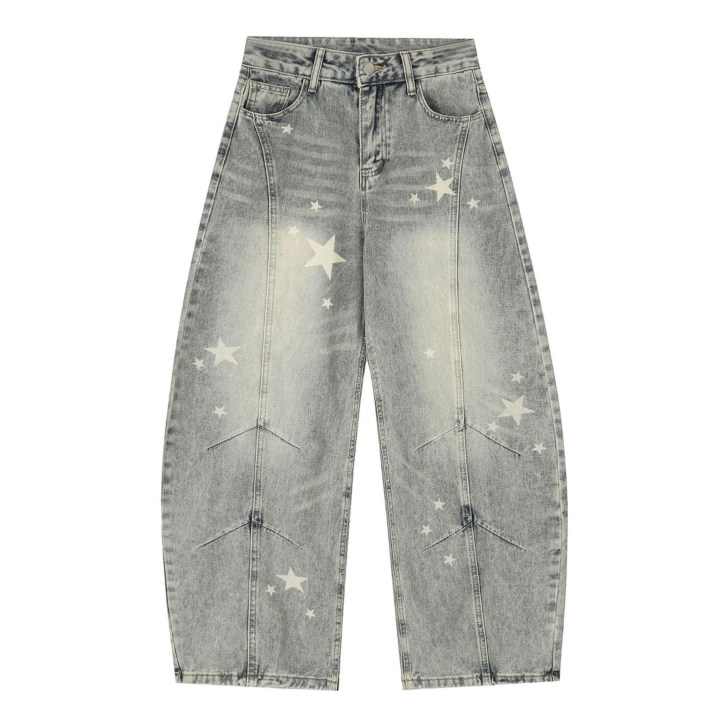 Star Print Curved Denim Jeans WN25482
