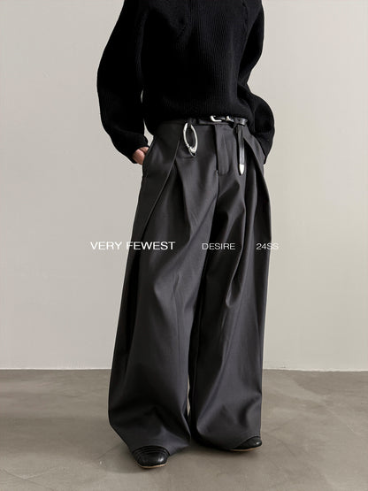Heavyweight Pleats Wide-Leg Trousers WN15267