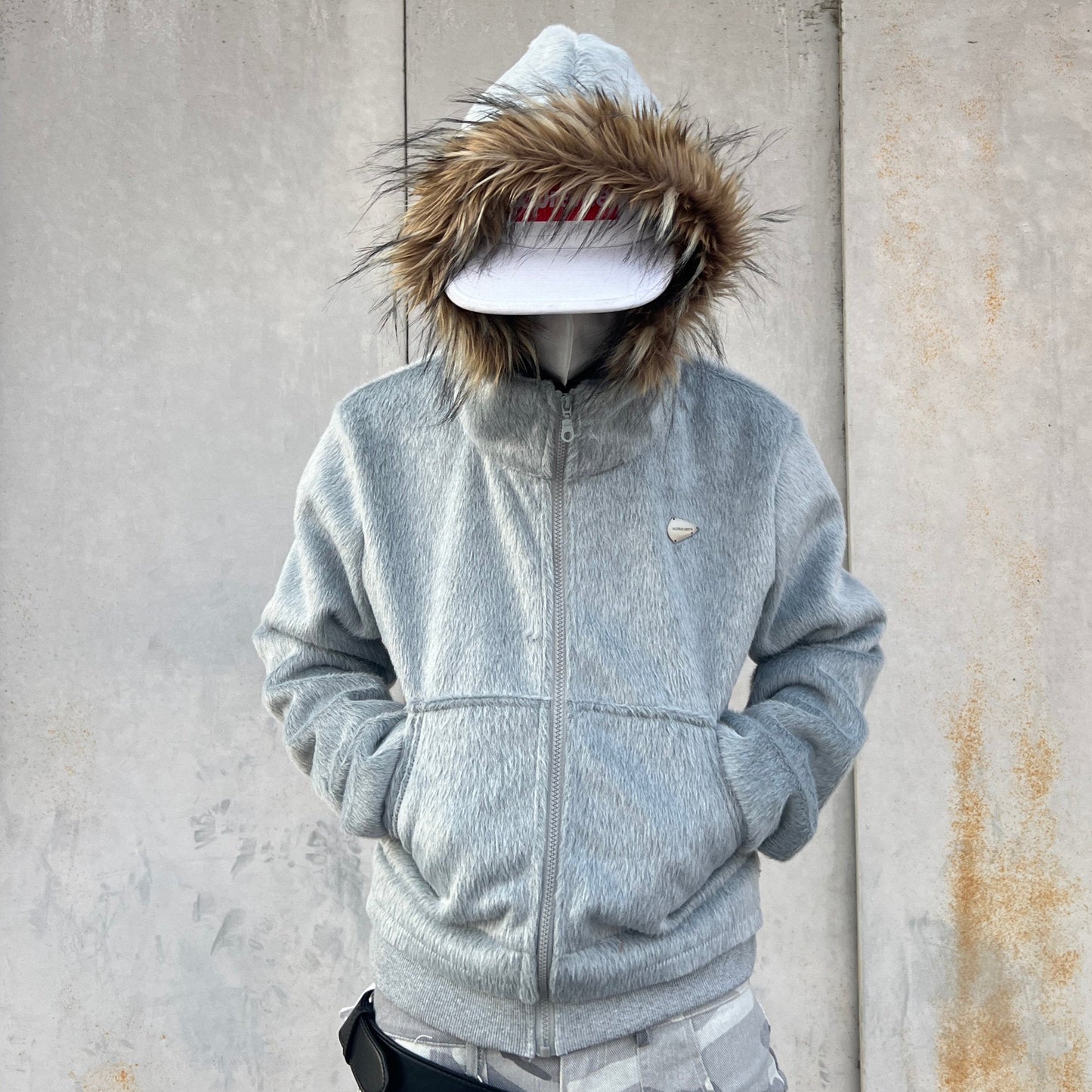Fake Fur Zipper Hoodie WN24089