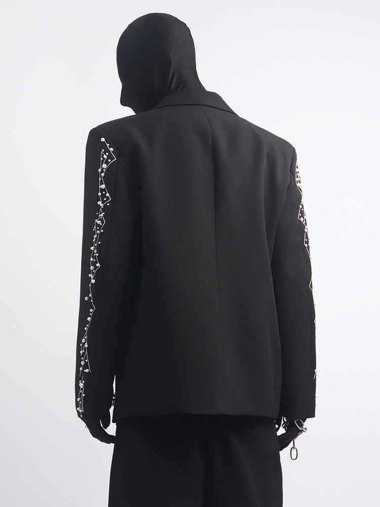 Studs Line Tailored Jacket & Studs Line Wide Leg Trousers Setup WN23675