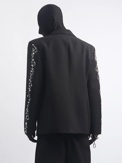 Studs Line Tailored Jacket & Studs Line Wide Leg Trousers Setup WN23675
