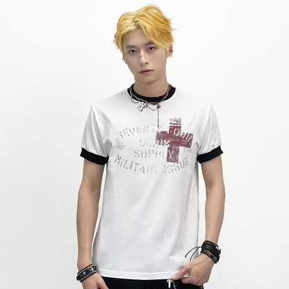 Cross Letter Print Short Sleeve T-Shirt WN24284