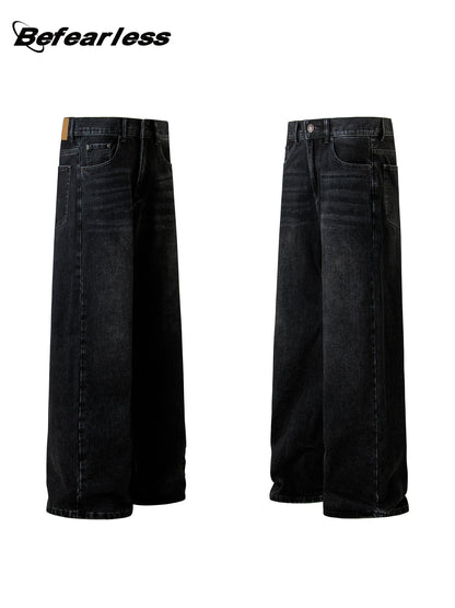 Heavyweight Washed Wide Leg Denim Jeans WN26192