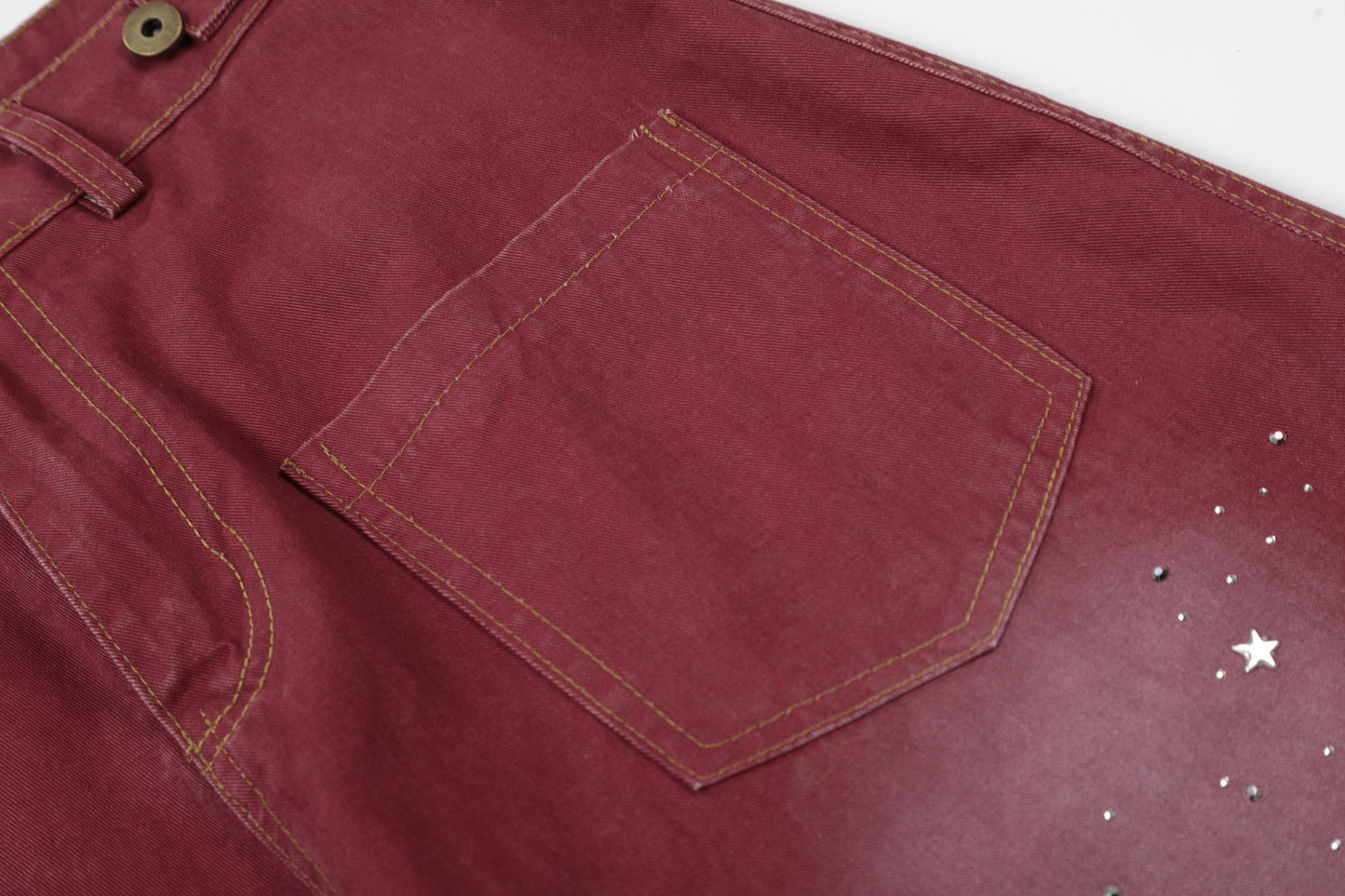 Washed Paint Studs Wide Leg Pants WN25542