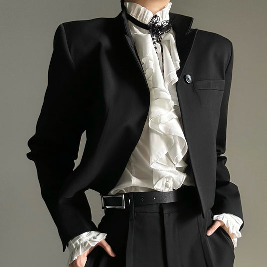 Shoulder Line Cropped Tailored Jacket WN19626