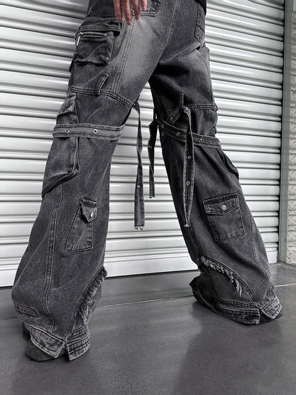 Wide Leg Multi-Pocket Denim Jeans WN25071