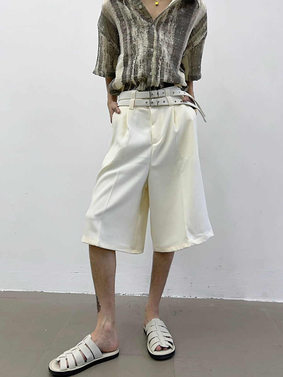 Double Belted Wide Leg Trousers Shorts WN7373