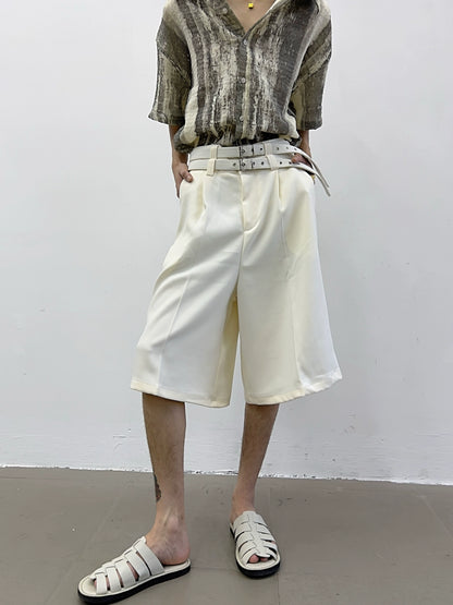 Double Belted Wide Leg Trousers Shorts WN7373