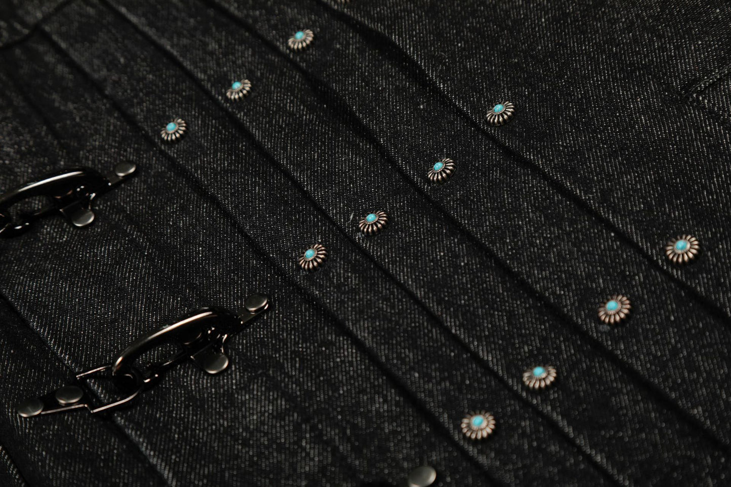 Raw Denim Pleats Metal Buckle Jacket WN26042