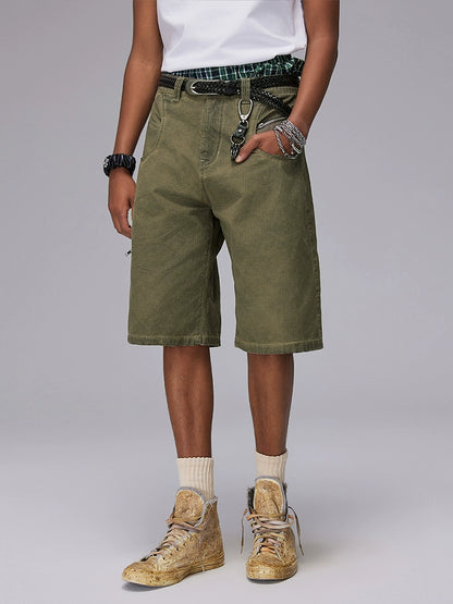 Zipper Design Washed Denim Half Jeans WN17804