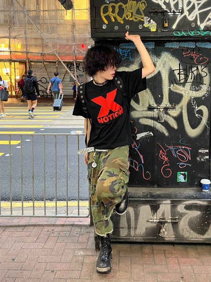 Graphic Letter Print Oversize Short Sleeve T-Shirt WN17259