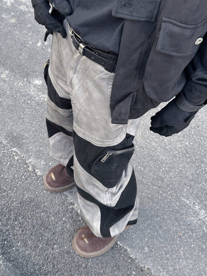 Damage Wash Patchwork Wide Leg Pants WN23021