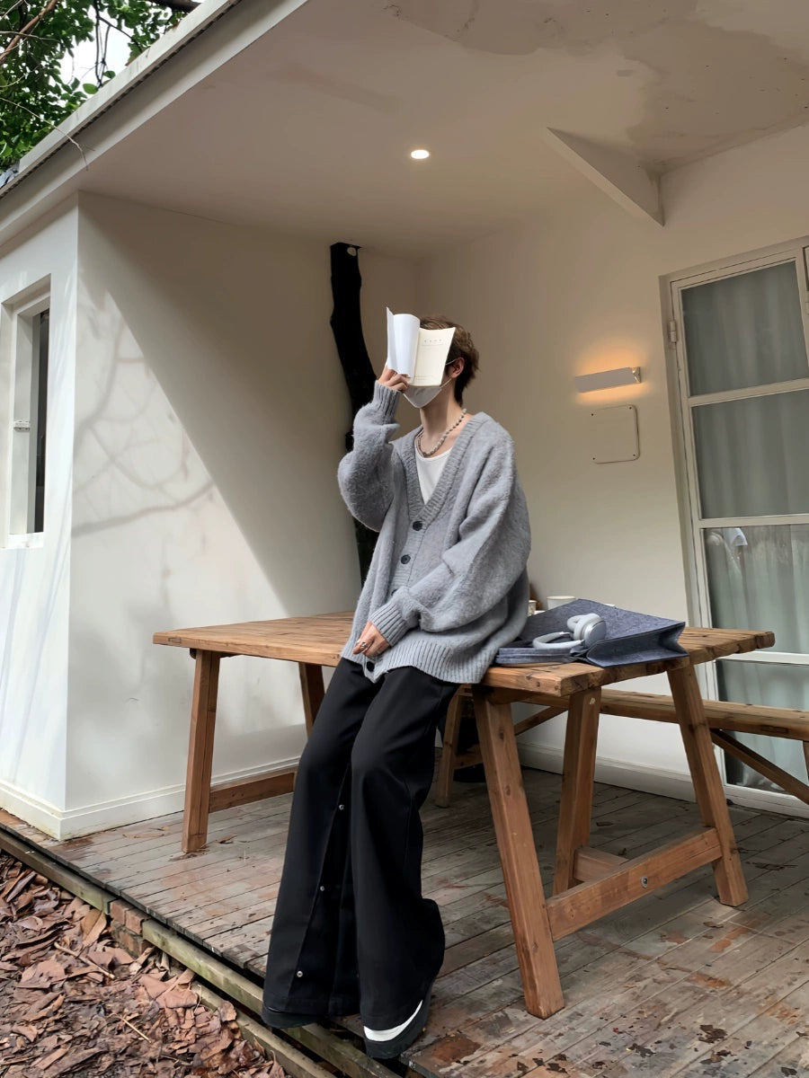 Oversize V-Neck Knit Cardigan WN19936