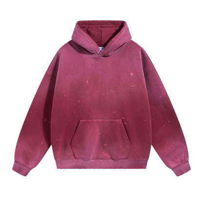 Fleece Linning Spray-Dye Washed Damage Hoodie WN9999