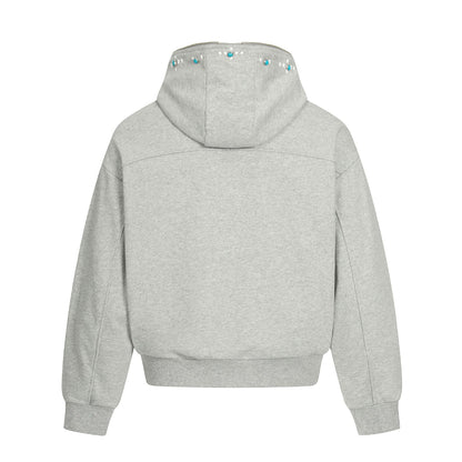 Turquoise Stone Zipper Hoodie WN25932
