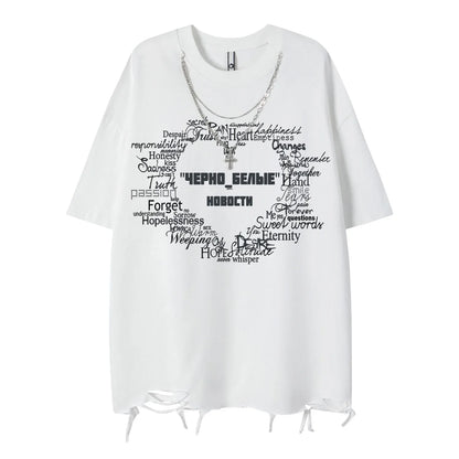 Graphic Print Damage Short Sleeve T-Shirt WN16483