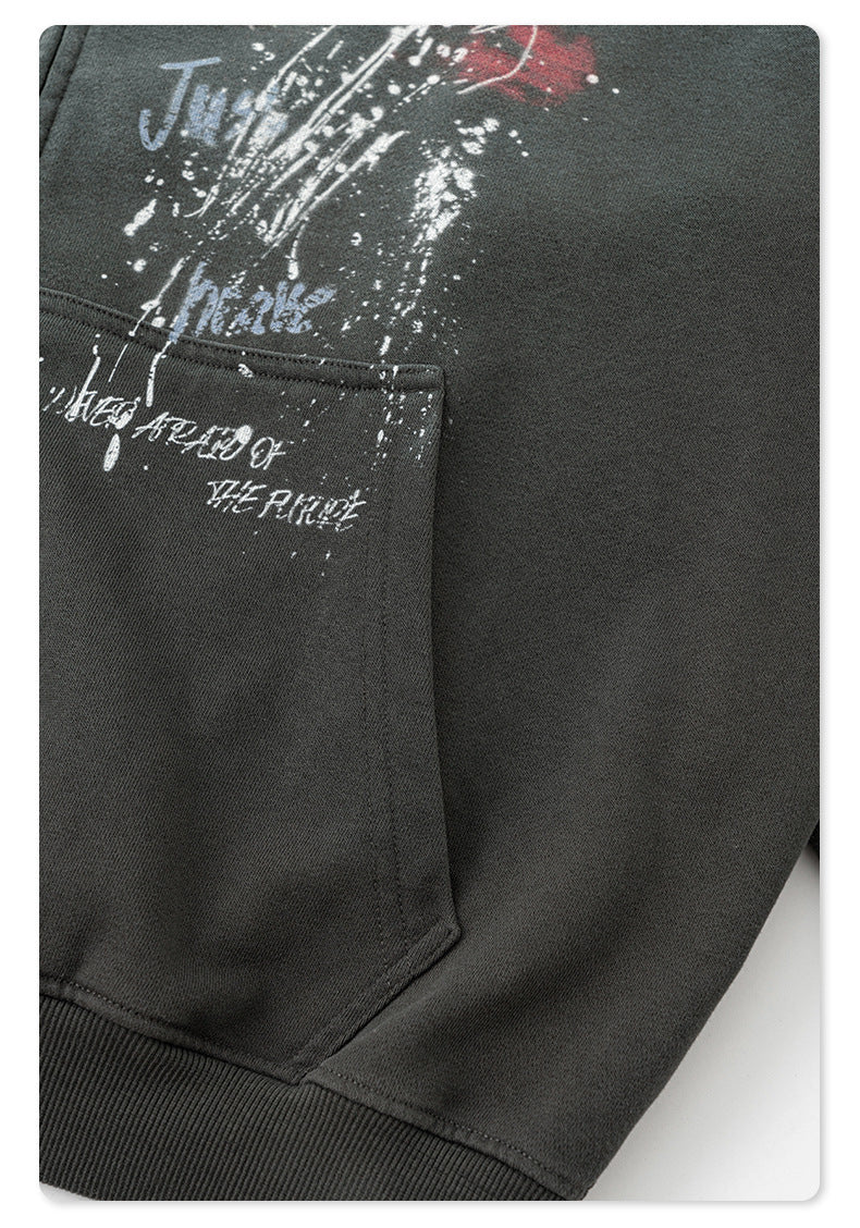 Graffiti Print Oversize Zipper Hoodie WN9936