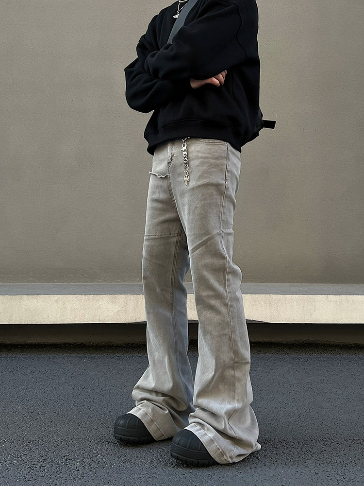 Flare Longer hem Denim Jeans WN19391