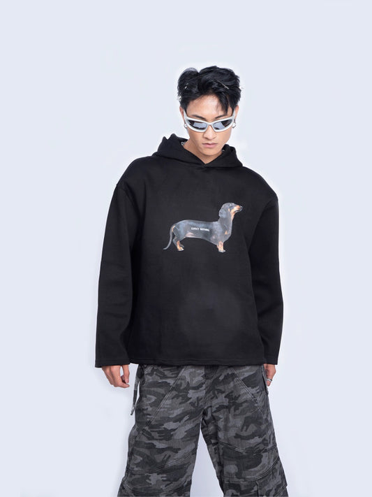 Dog Print Oversize Pullover Hoodie WN9235