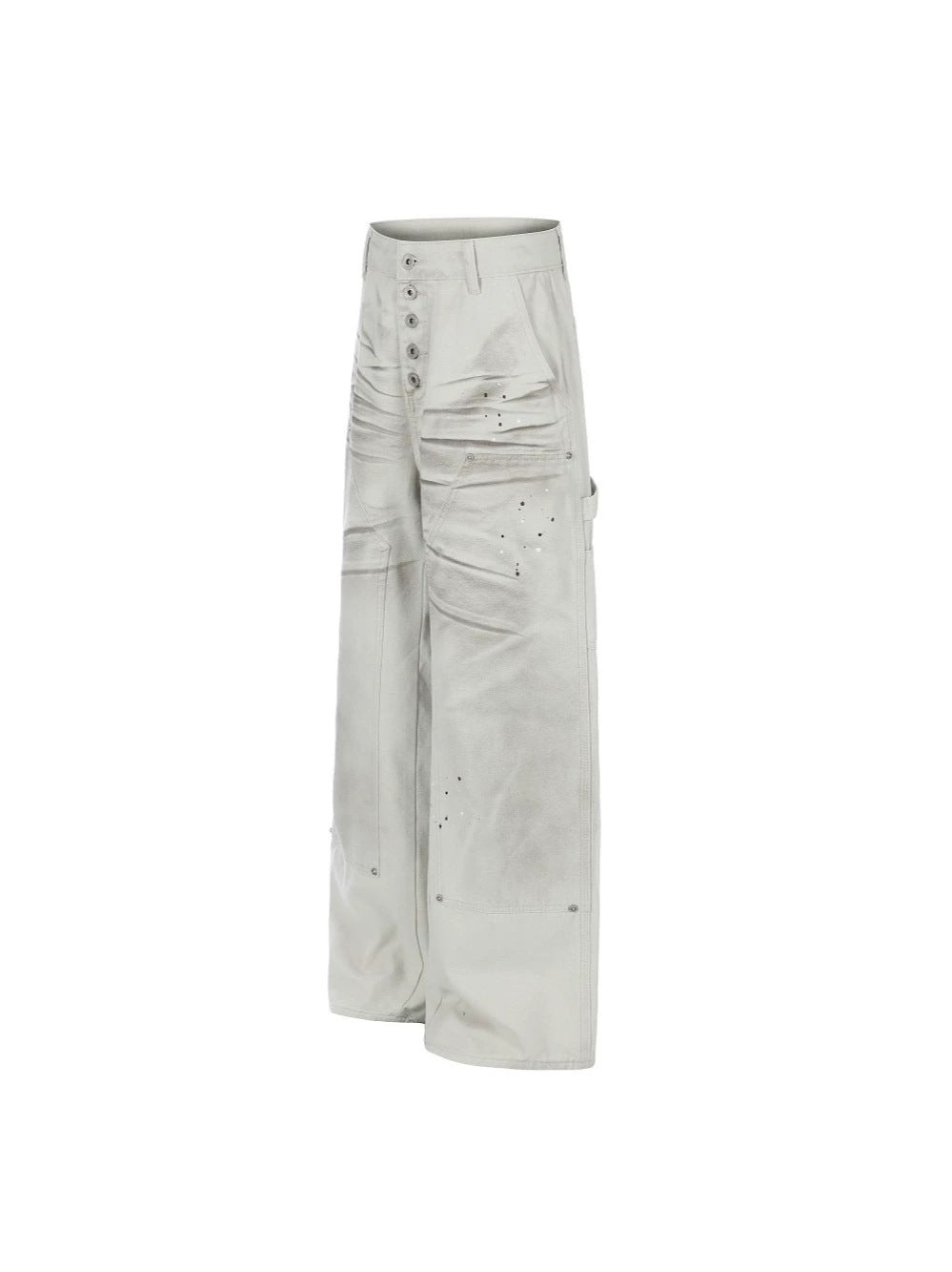 Washed Wrinkle Detail Wide Leg Denim Jeans WN28005