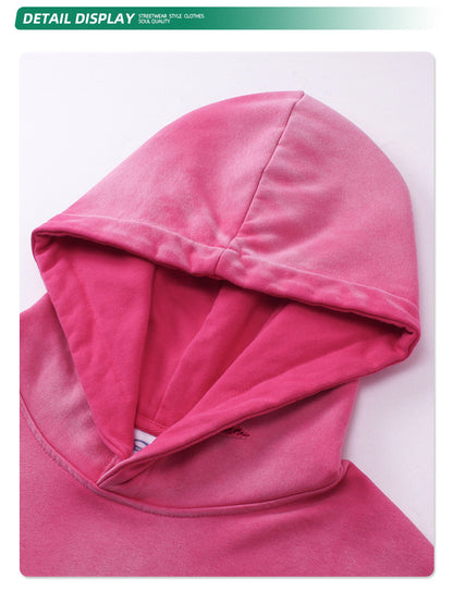 Washed Irregular Hole Water Spray Print Hoodie WN7795