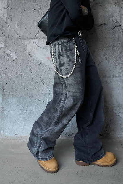 Washed Wide Leg Denim Jeans WN25408