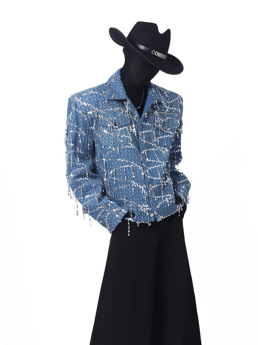 Fringe Pearl Tweed Short Jacket WN23728