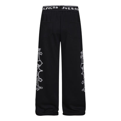 Letter Print Deconstruction Wide Leg Sweatpants WN26110