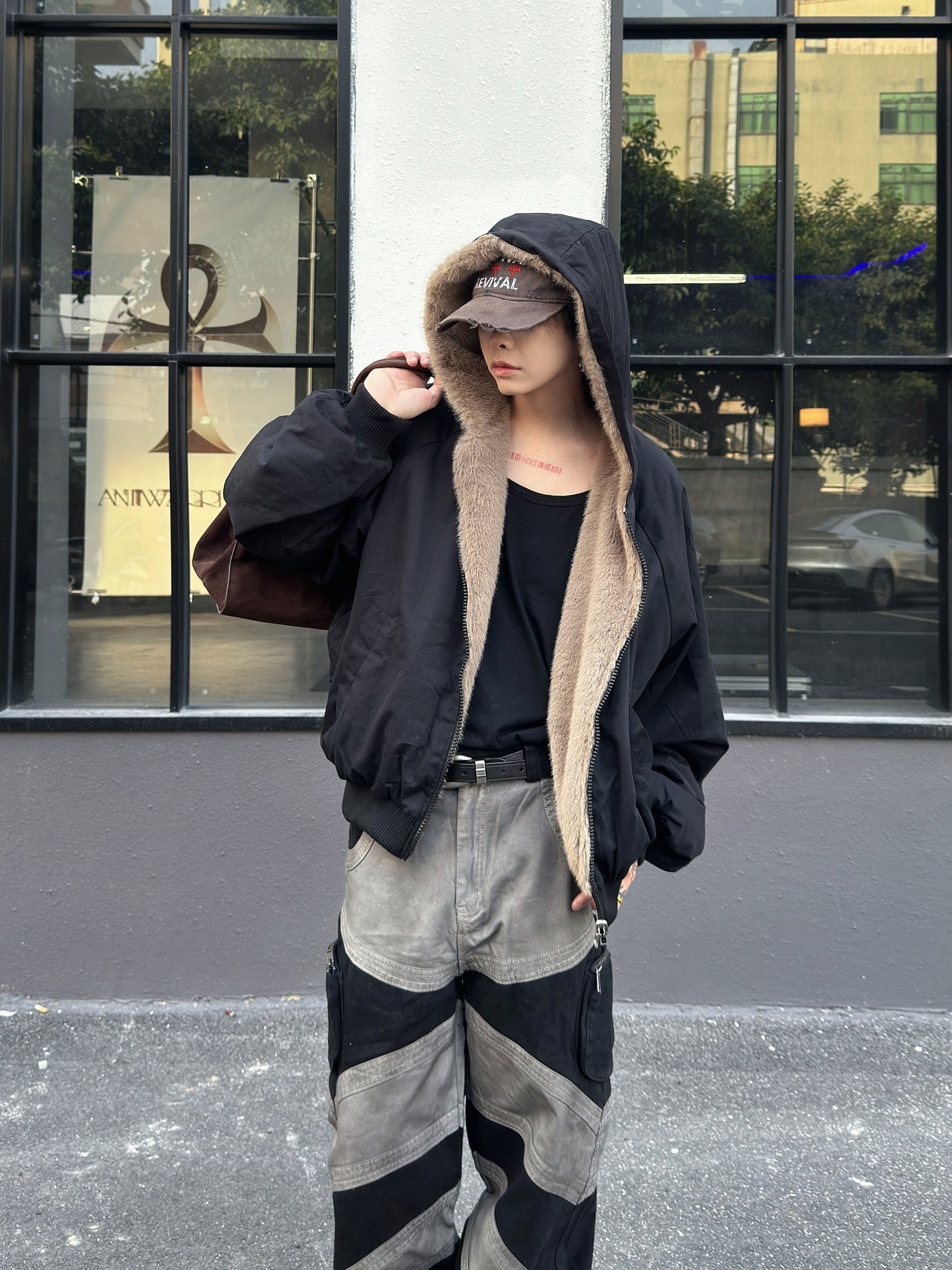 Reversible Fake Fur Hooded Padded Jacket WN23004