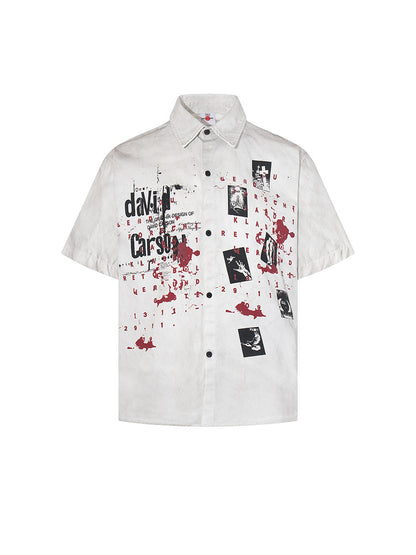 Graphic Print Splatter Short Sleeve Shirt WN24154