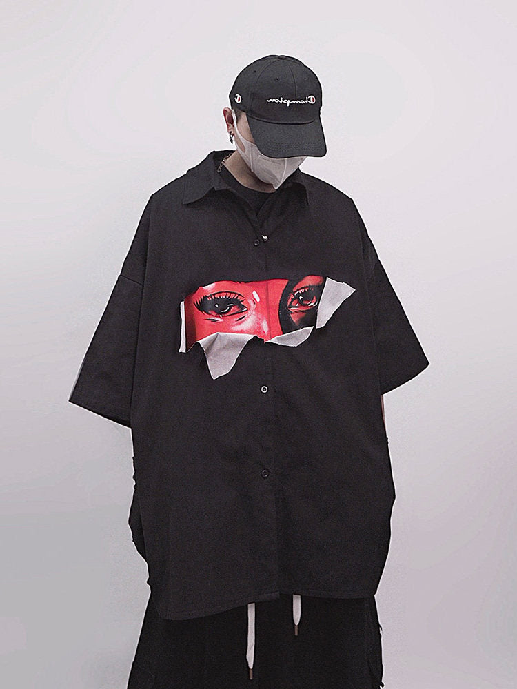 Graphic Print Oversize Short Sleeve Shirt WN23994
