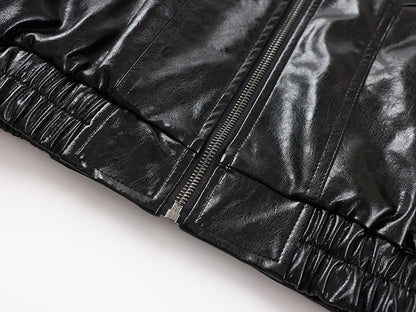 Shiny Zip-Up PU Leather Jacket WN23071