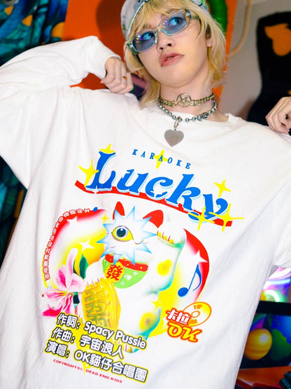 Oversize Letter Print Long Sleeve T-Shirt WN22242