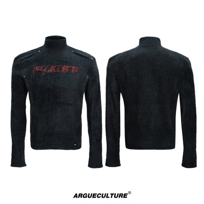 Plush Deconstructed Embroiderey Slim Long-sleeve  T-Shirt WN22664