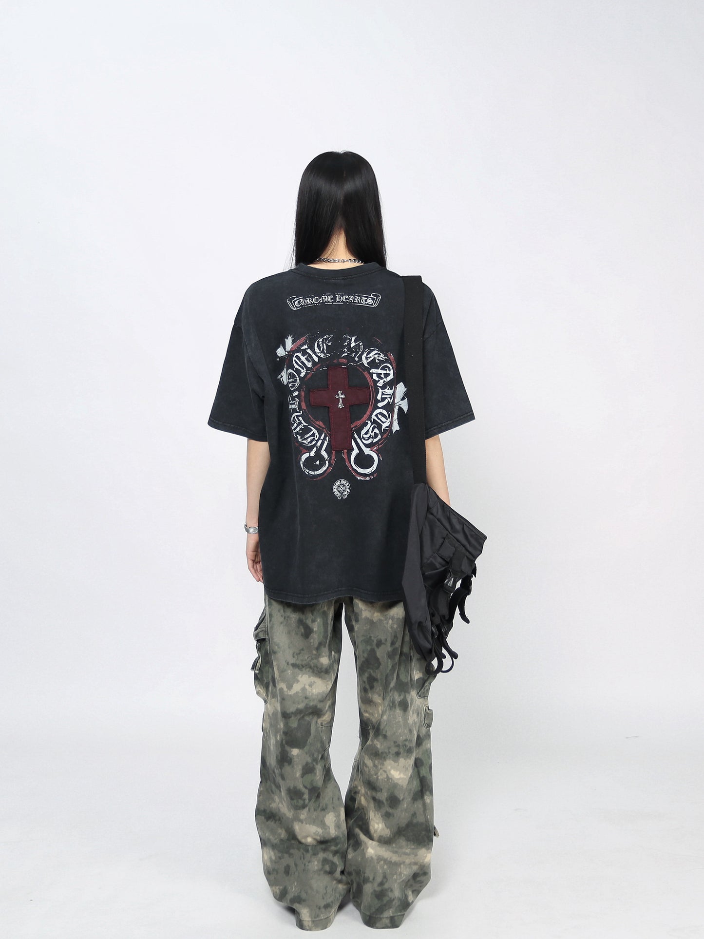 Damage Cross Graphic Design Short Sleeve T-Shirt WN24451