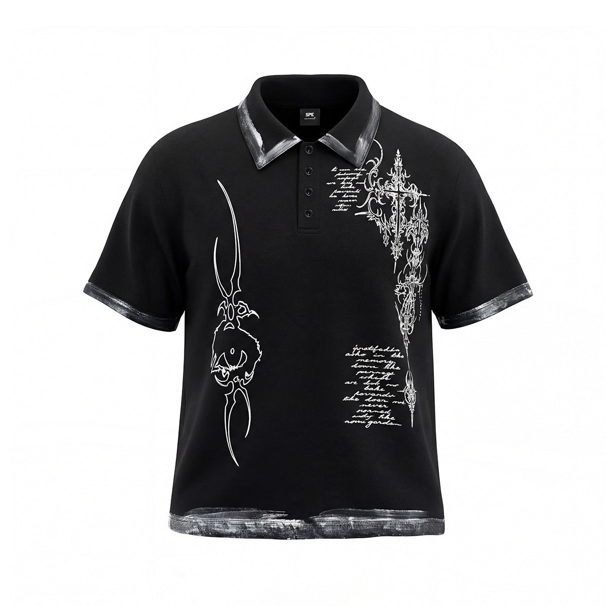 Thorn Graphic Washed Short Sleeve Polo Shirt WN25613