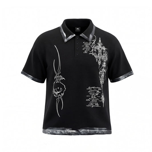 Thorn Graphic Washed Short Sleeve Polo Shirt WN25613