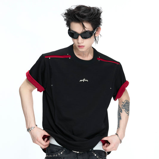 Contrast Panel Boxy Short Sleeve T-Shirt WN26984
